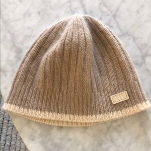 Coach softest part cashmere Tan Ribbed Knit Beanie women’s small